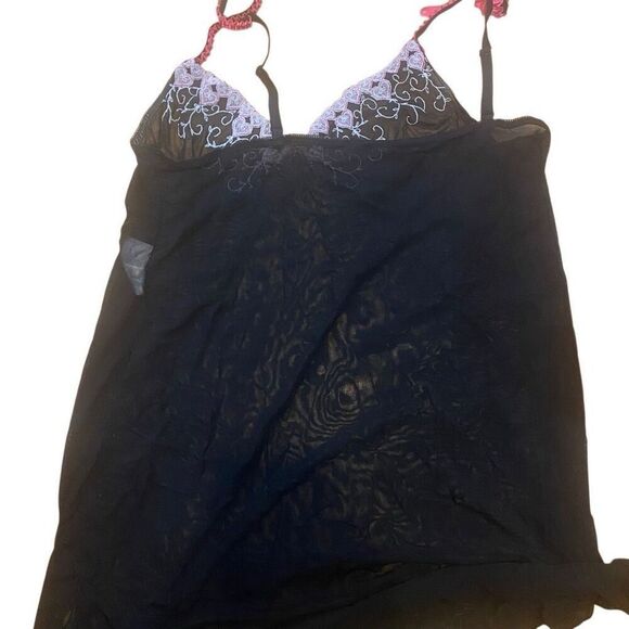 Lingerie see through black Large pink hearts - Picture 2 of 5